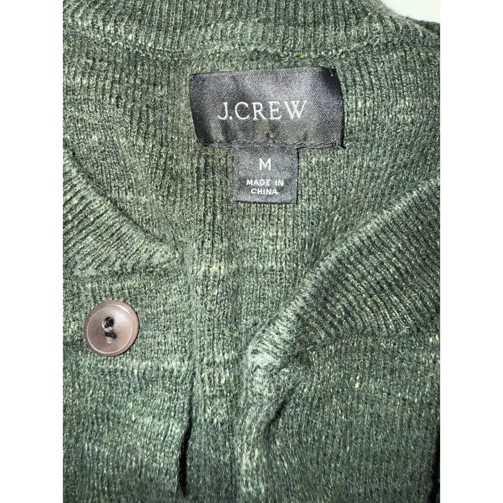 J Crew Knit Henley Sweater Top Olive Green M